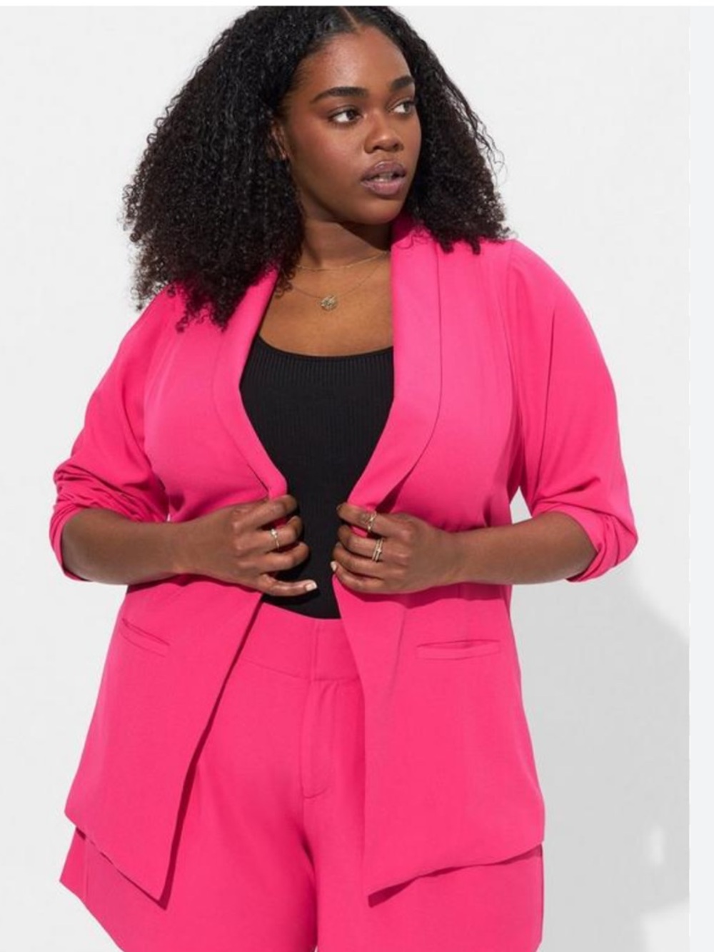 Torrid Classic Shawl Collar Blazer Fuchsia Hot Pink Peacock